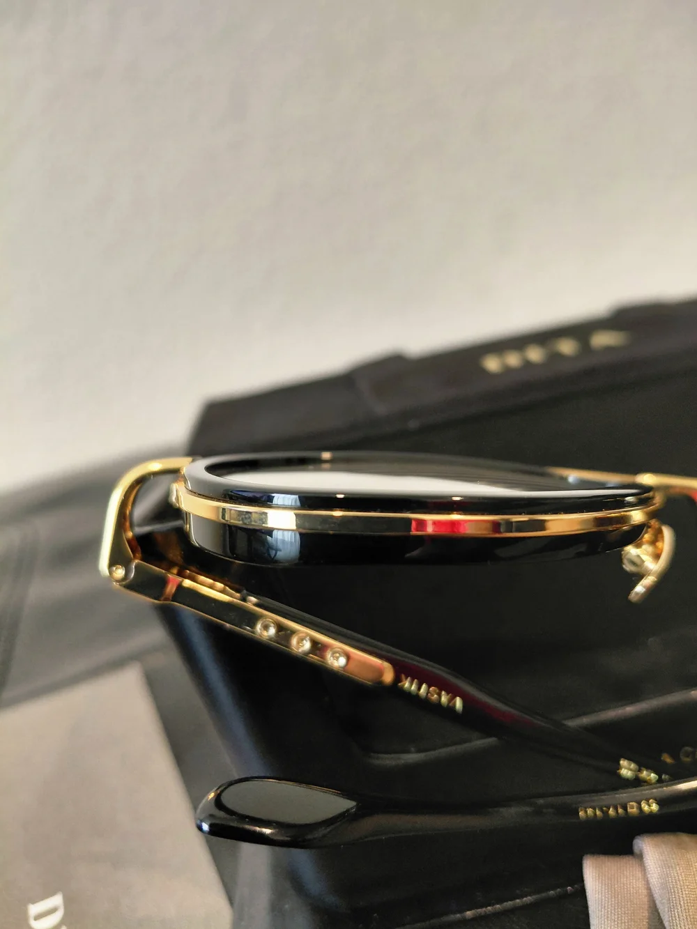 DITA DTS441 Vastik Beta-Titanium Framed Black/Gold Aviator Clear Lens Eyeglasses